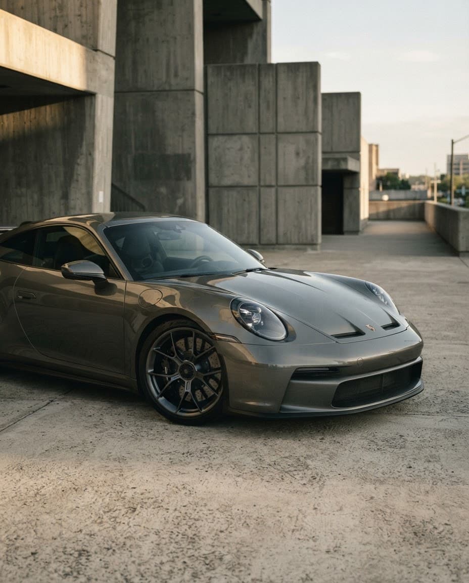 High-performance Porsche 911 GT3 in urban setting